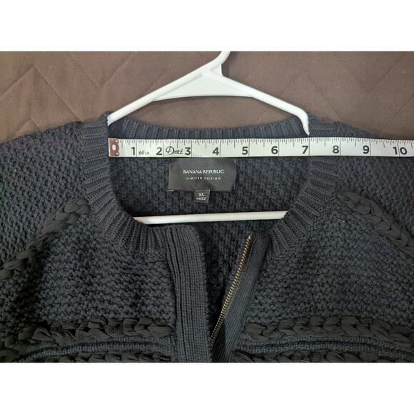 Black chunky knit zip cardigan by Banana Republic Limited Edition black label XL - Picture 9 of 12